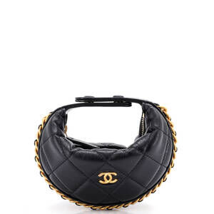 Chanel Extra Mini Chain Around Hobo Pouch Quilted Lambskin